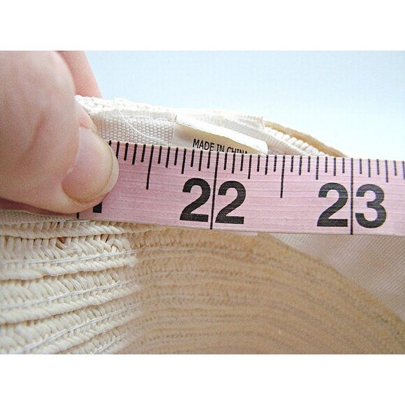 Womens Floppy Wide Brim Beach Straw Hat White Tan Gardening Sun Protection SPF - Picture 8 of 8